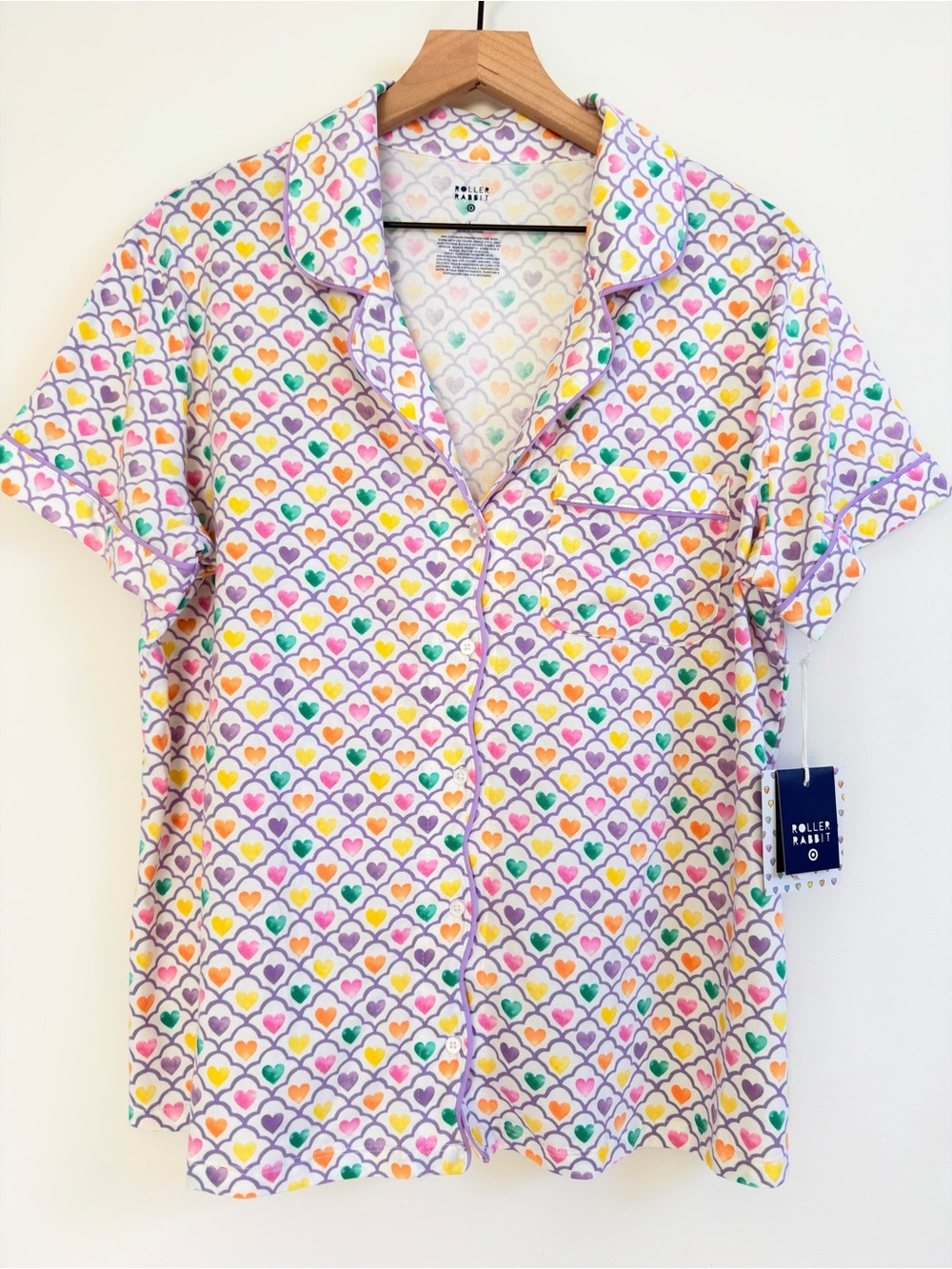Roller Rabbit x Target Pajama Top Only Heart Print Button Front Size L